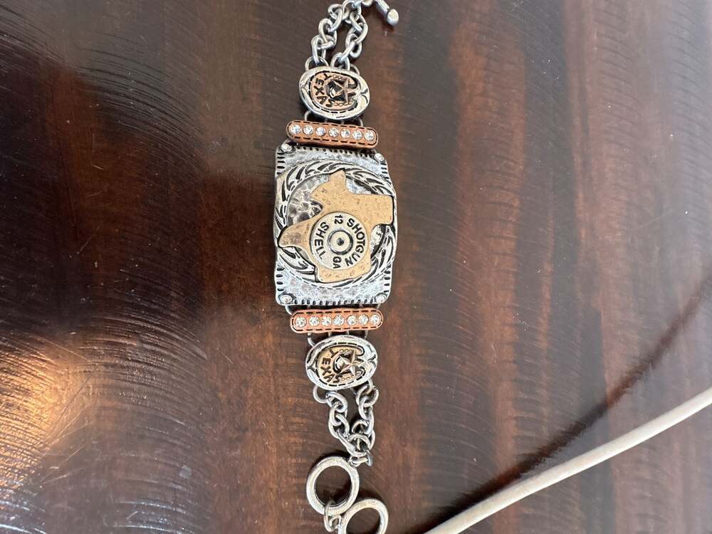 Western Style Texas 12 GA Shotgun Shell Charm Link Bracelet